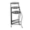 24" Black Metal Folding 3-Tier Plant Stand with Sun Face Cutouts